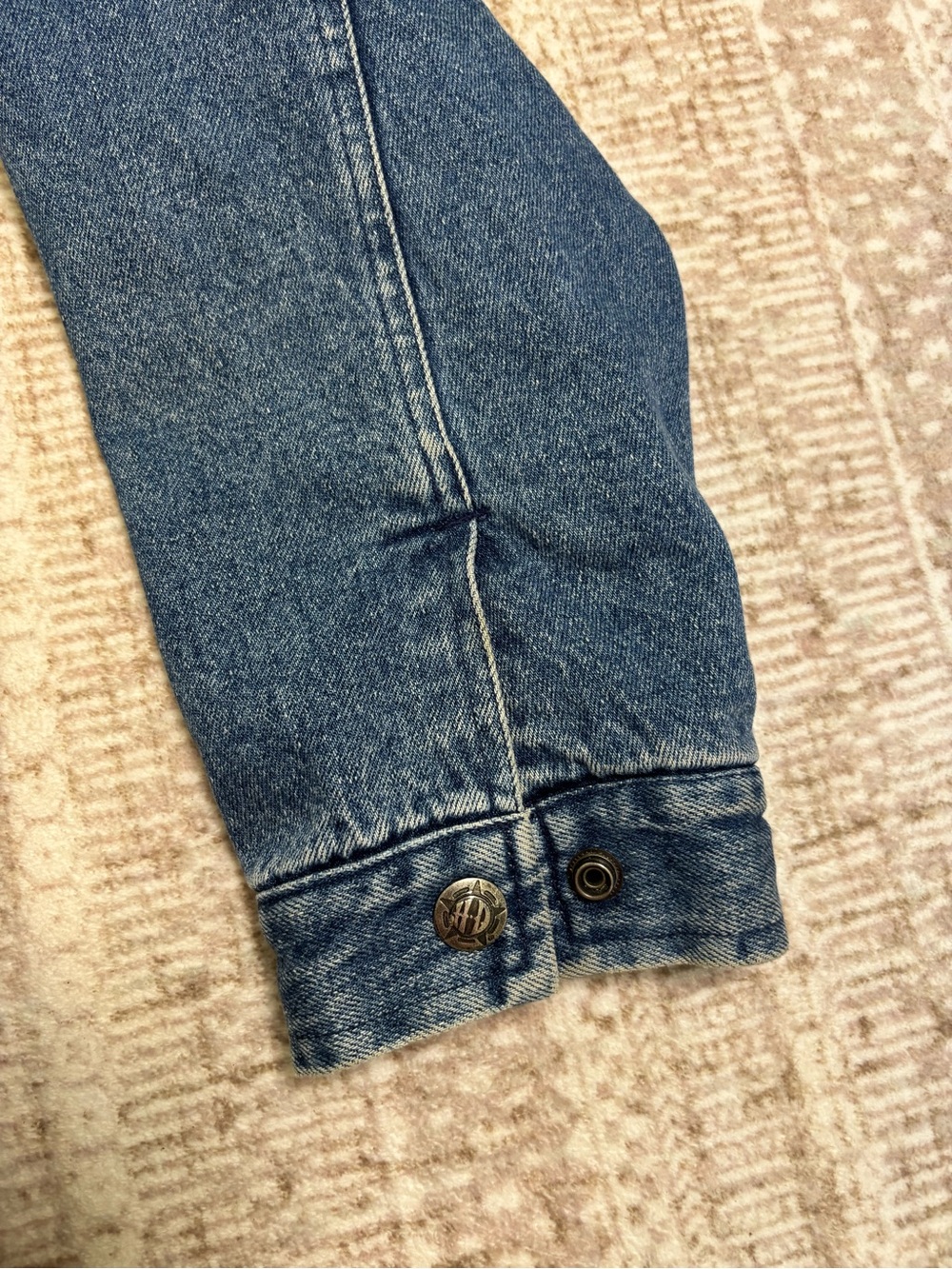 1990s Vintage Harley Davidson Motorcycle Jean Jacket Size L - Picture 10 of 13